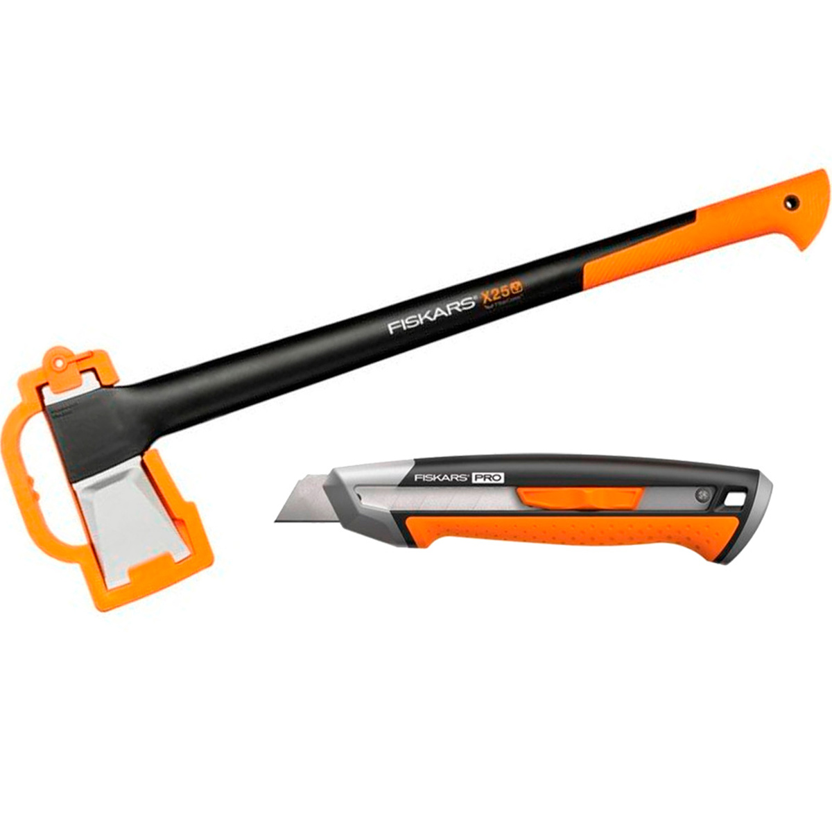 Набор Fiskars топор Х25 + нож строительный CarbonMax — Фото 1